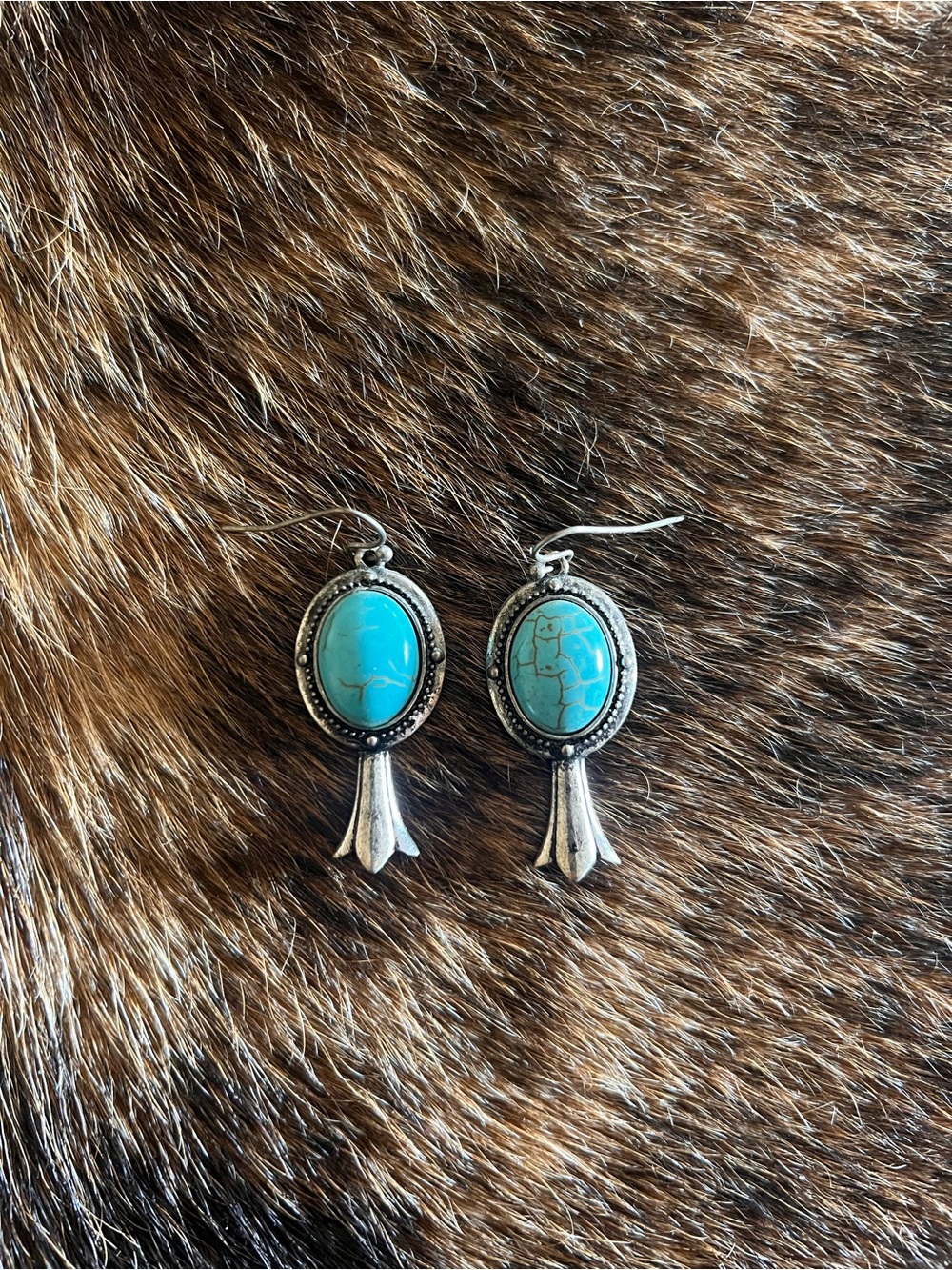 Turquoise Oval Drop Earrings